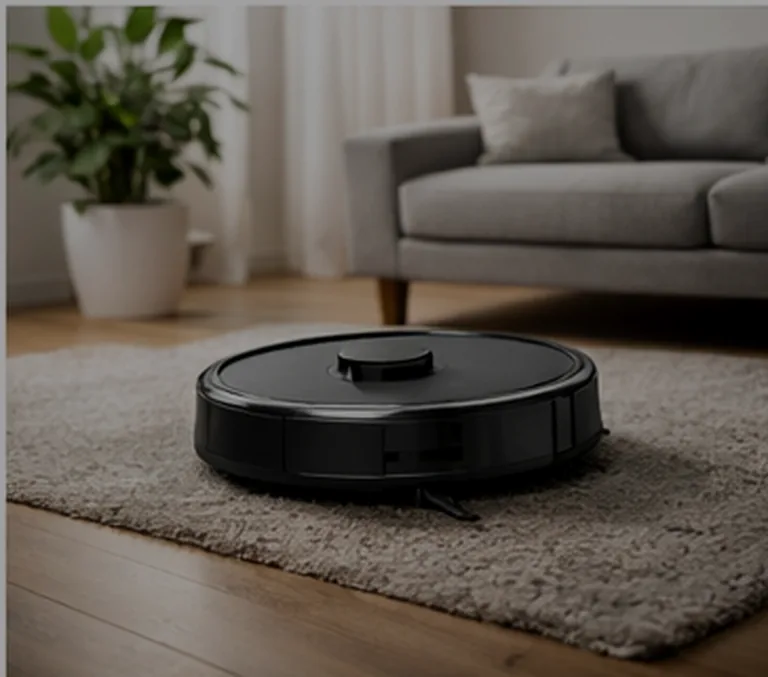 Leiser Saugroboter im gedimmten Raum (Nachtbetrieb)